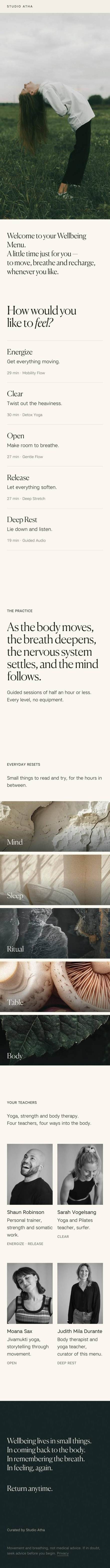 The Wellbeing Menu
